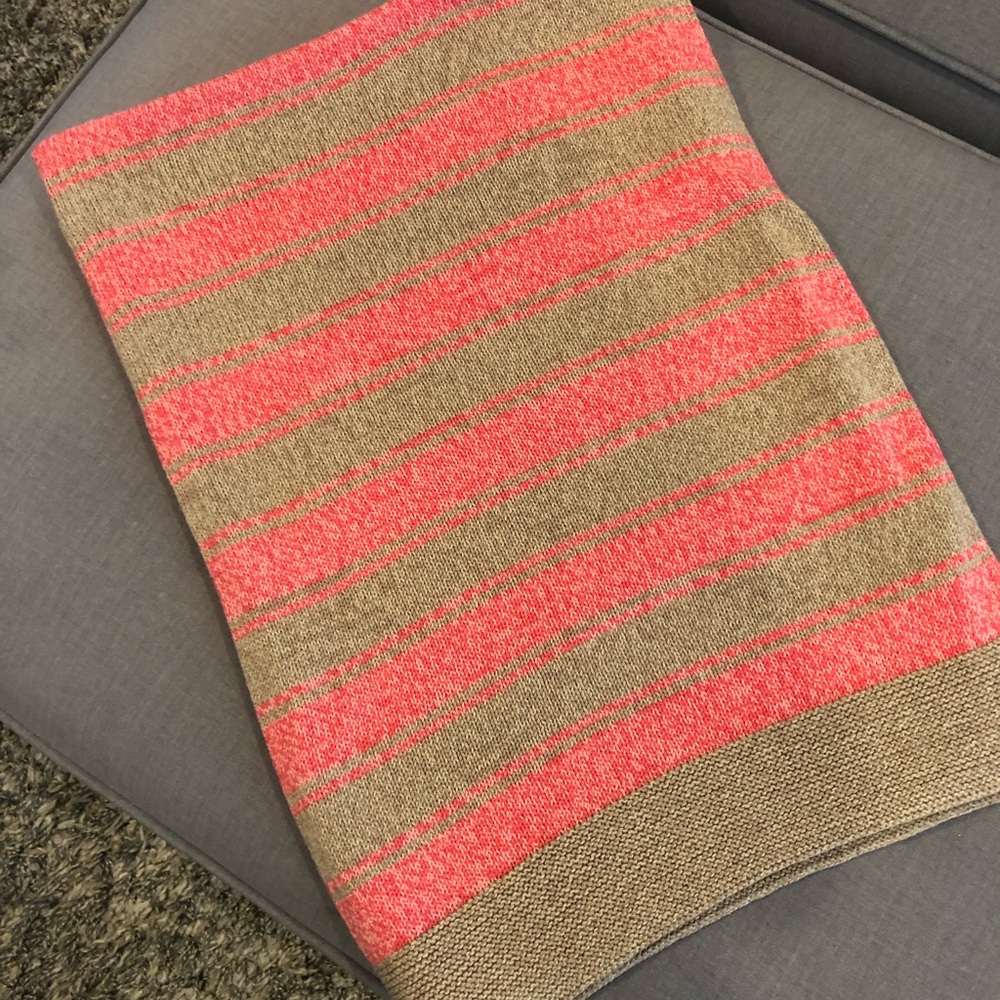 Tea Collection, Knit Baby Blanket, Pink/Brown